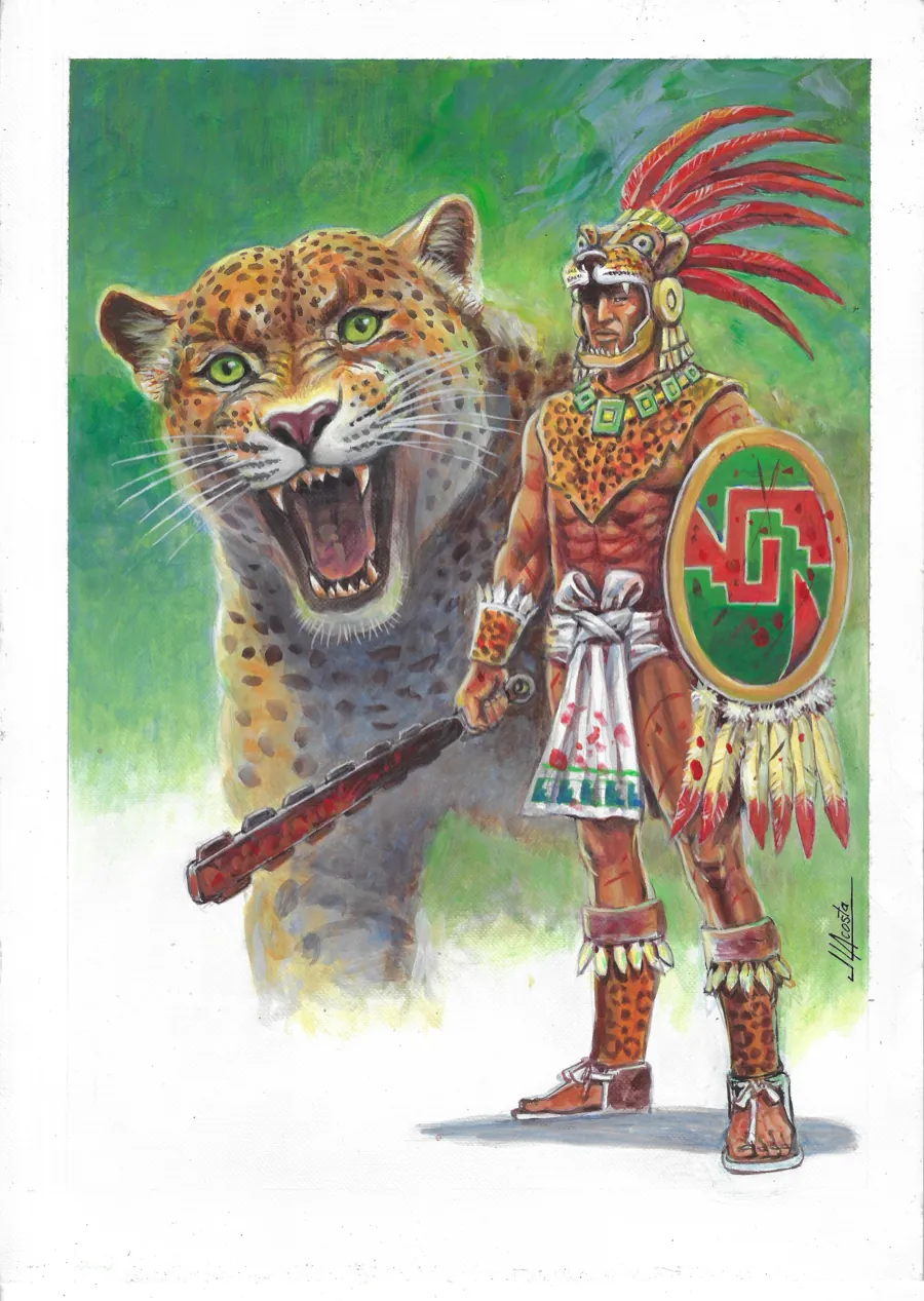 Guerrero jaguar, retrato en acrílico